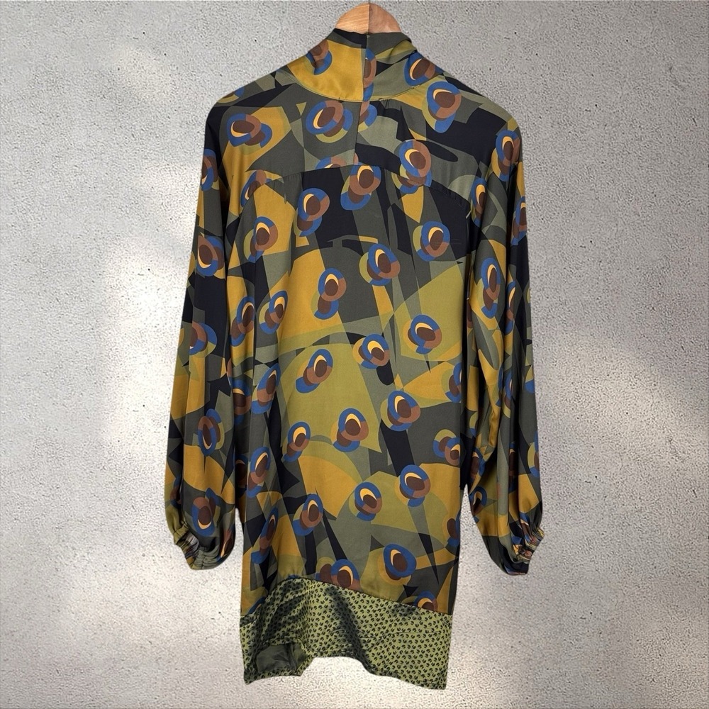 Alembika Satin Abstract Geometric Tunic Top Blouse Dress Sz S Lagenlook Boho - Picture 6 of 7